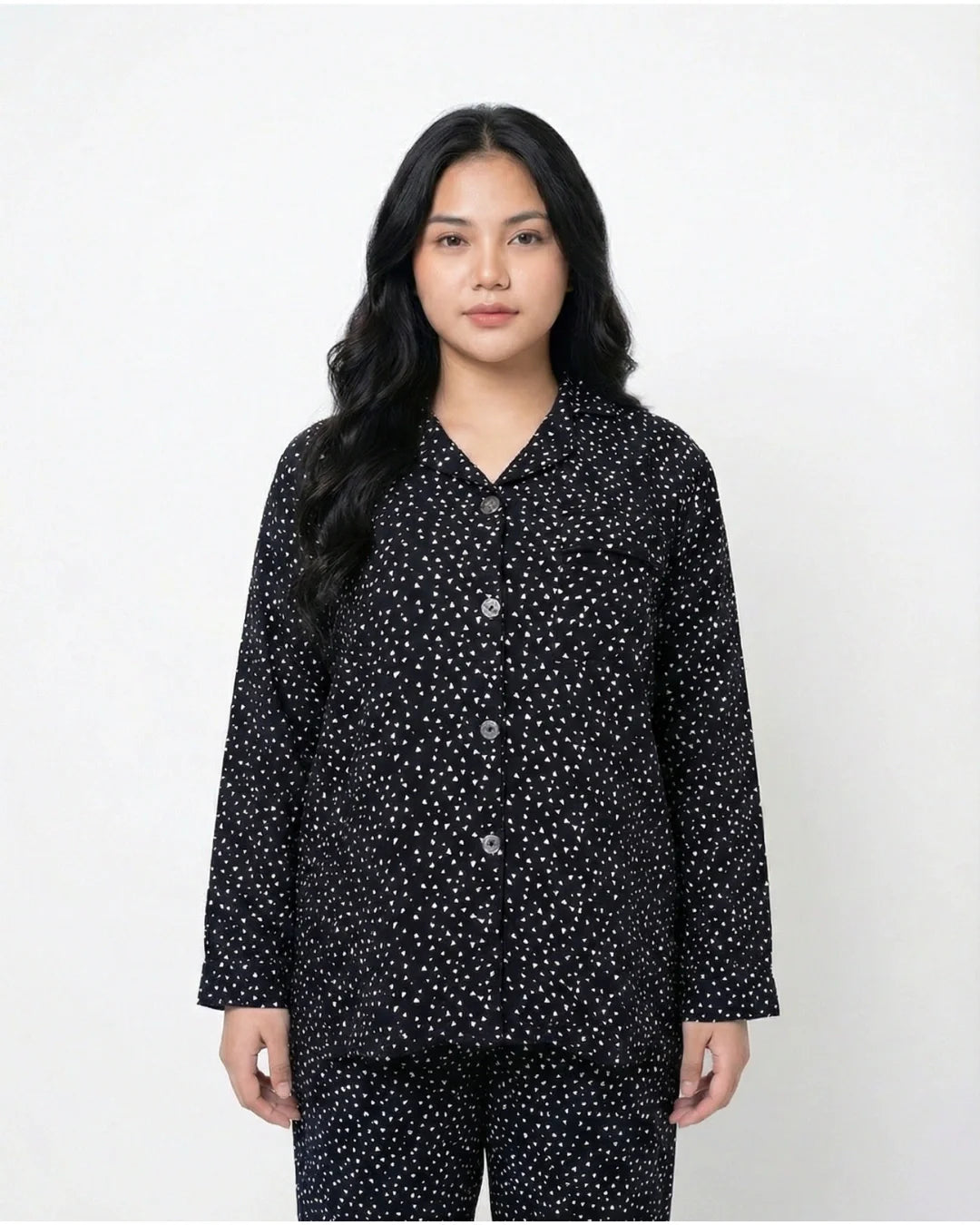 Linen Pajama Suit - Blushy Heart - White