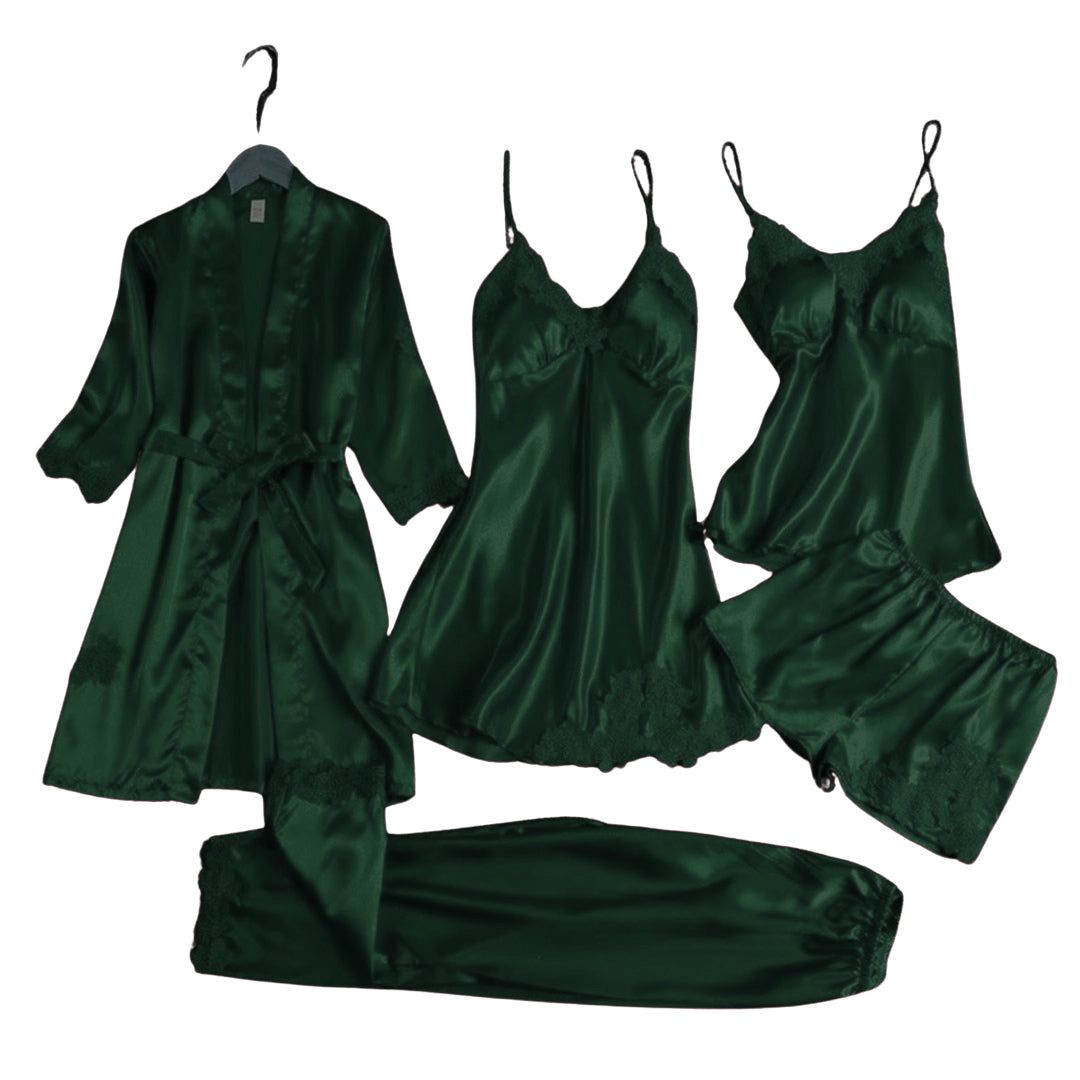 Royal Bridal Silk 5pcs Nightgown set