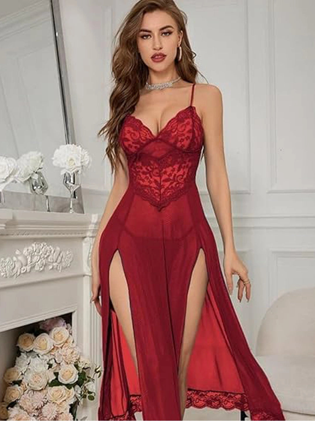 Babydoll Lingerie - Vantessa - Maroon