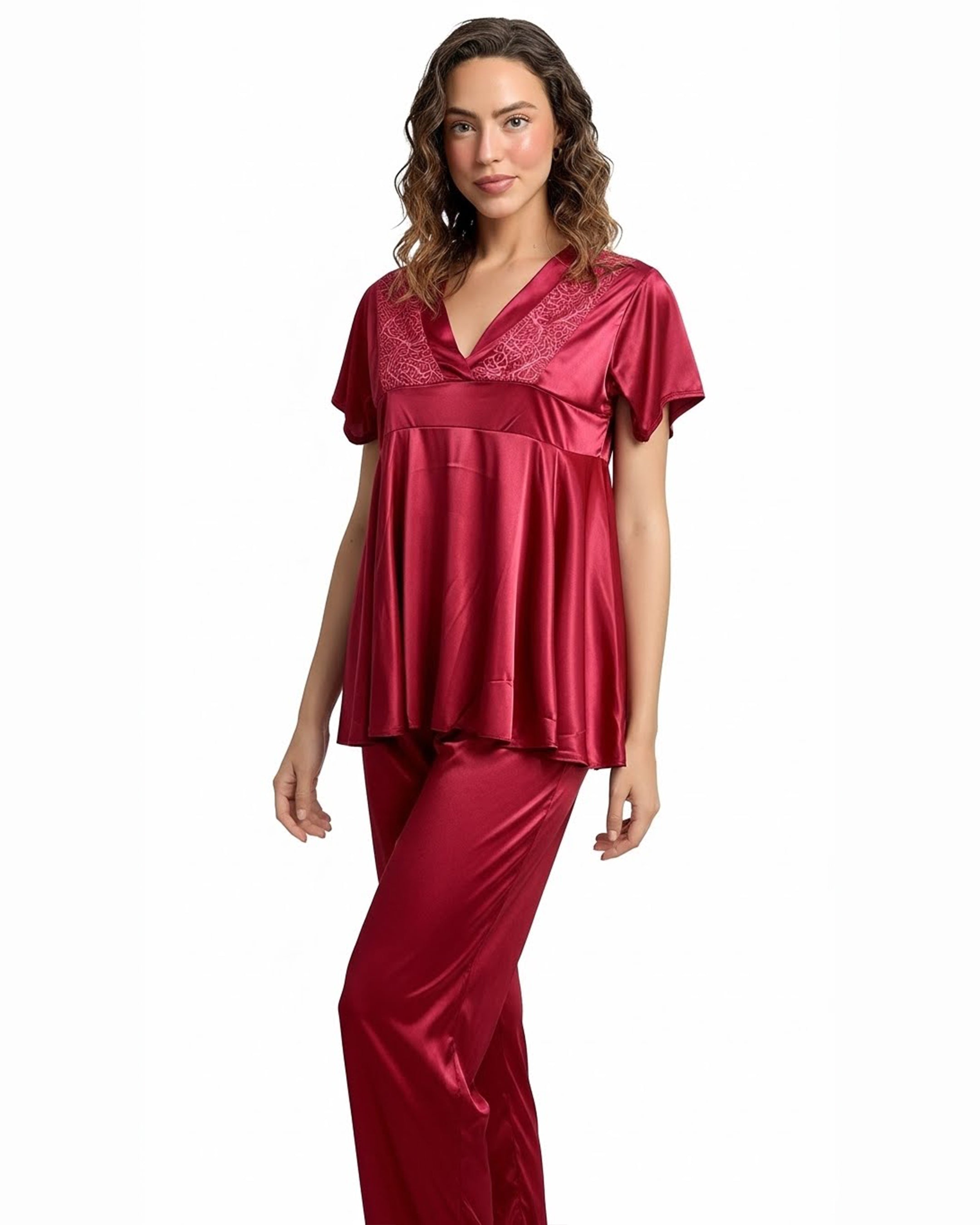 Silk PJ Set - Silk Ease - Maroon