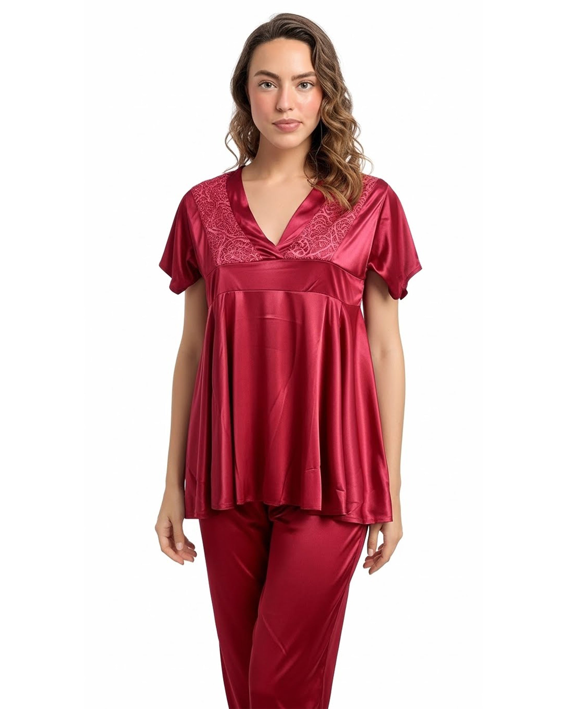 Silk PJ Set - Silk Ease - Maroon