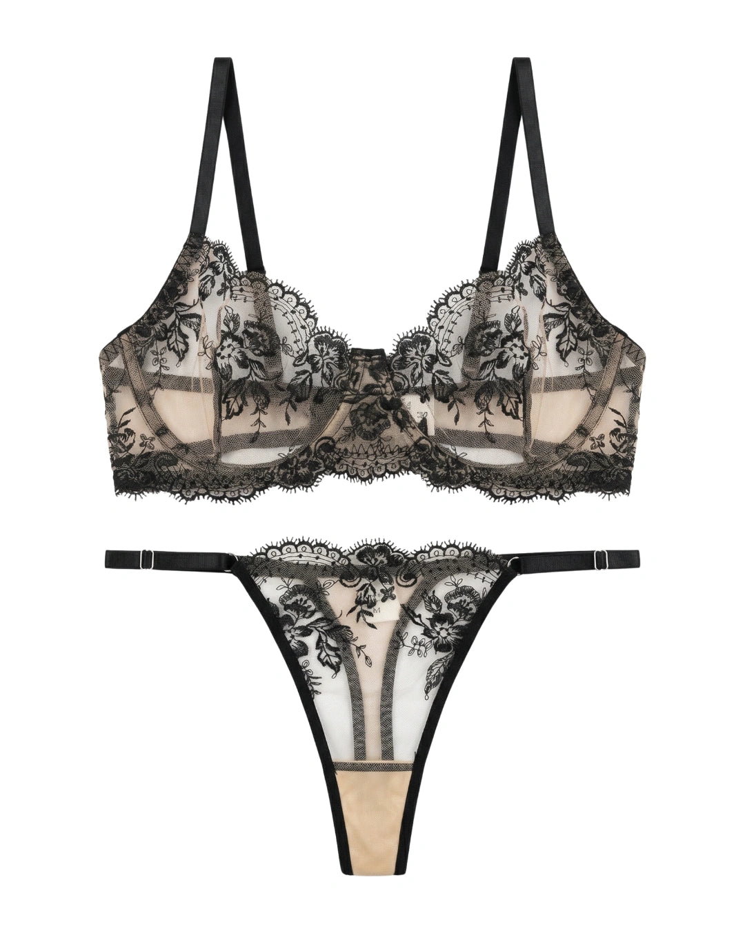 Non Padded Bra Set - Truffle - Black