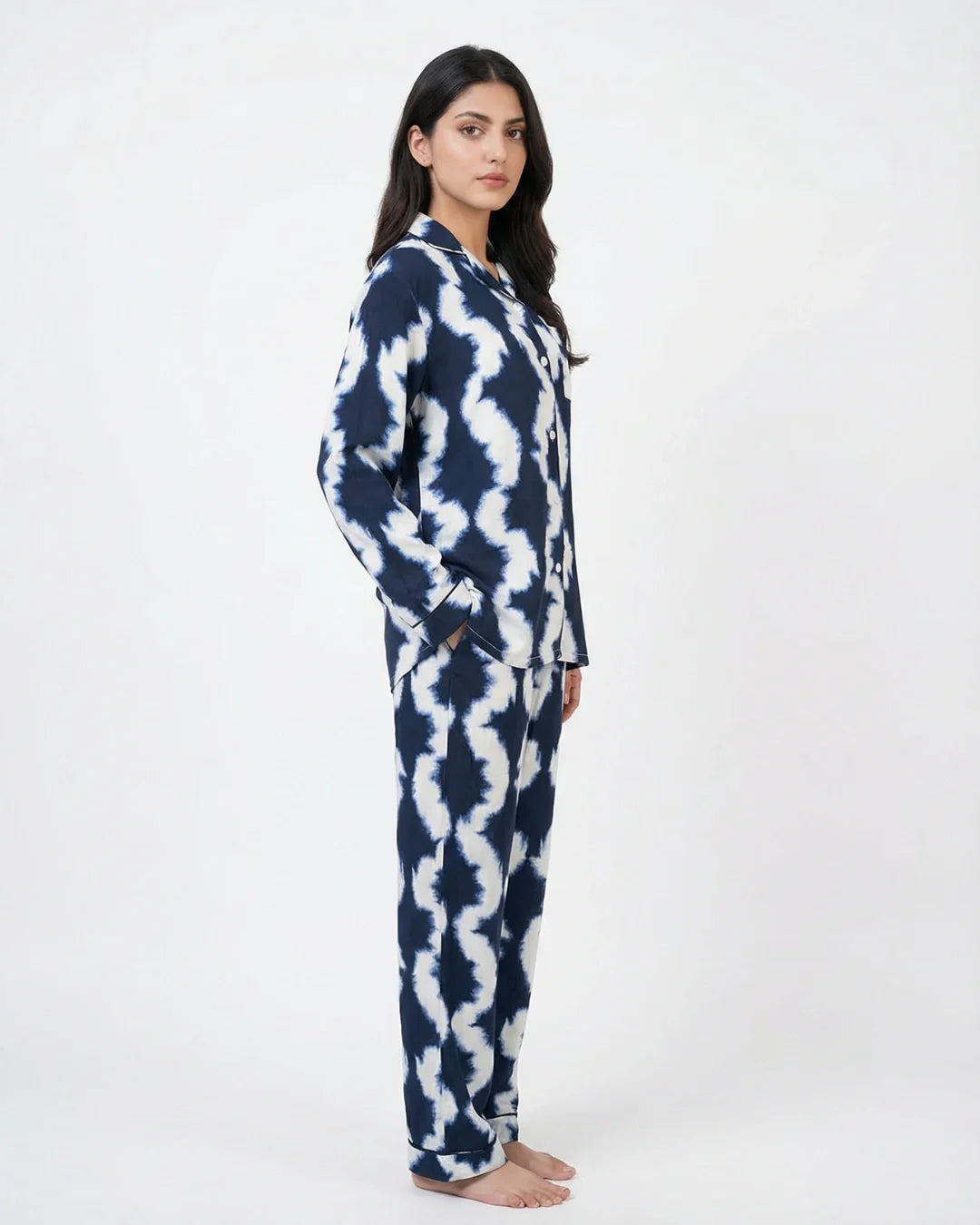 Linen Pajama Suit - Ocean Mist