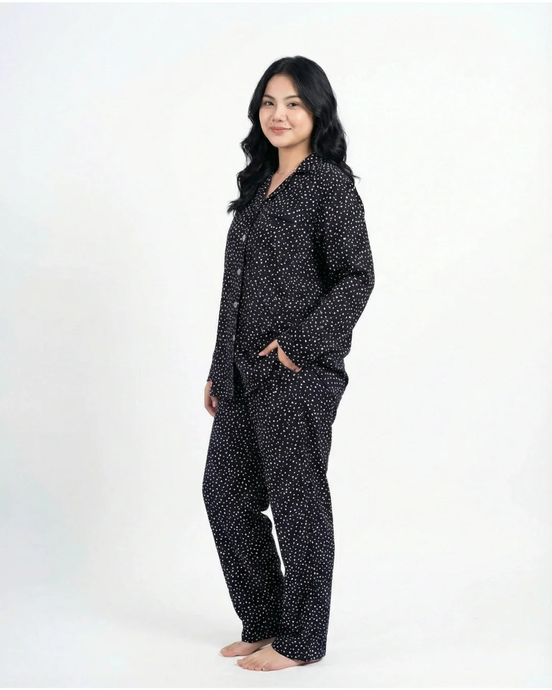 Linen Pajama Suit - Blushy Heart - White