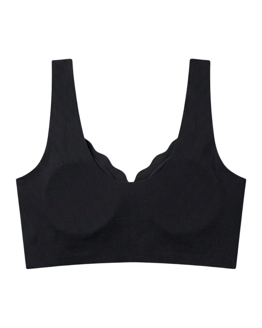 Seamless Front-Button Bra - Roselle Ribbed - Black