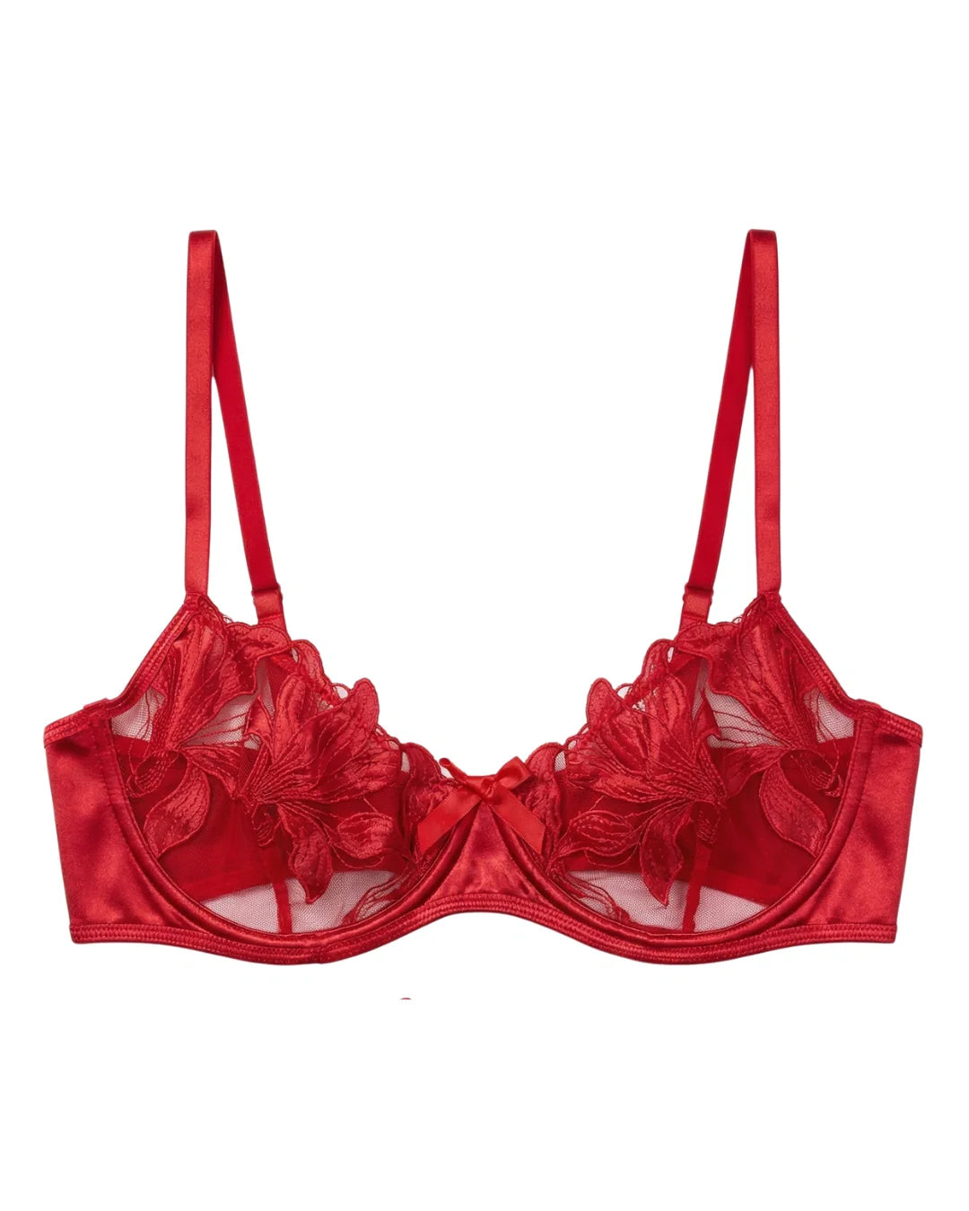 Non Padded Bra Set - Petal Luxe - Red