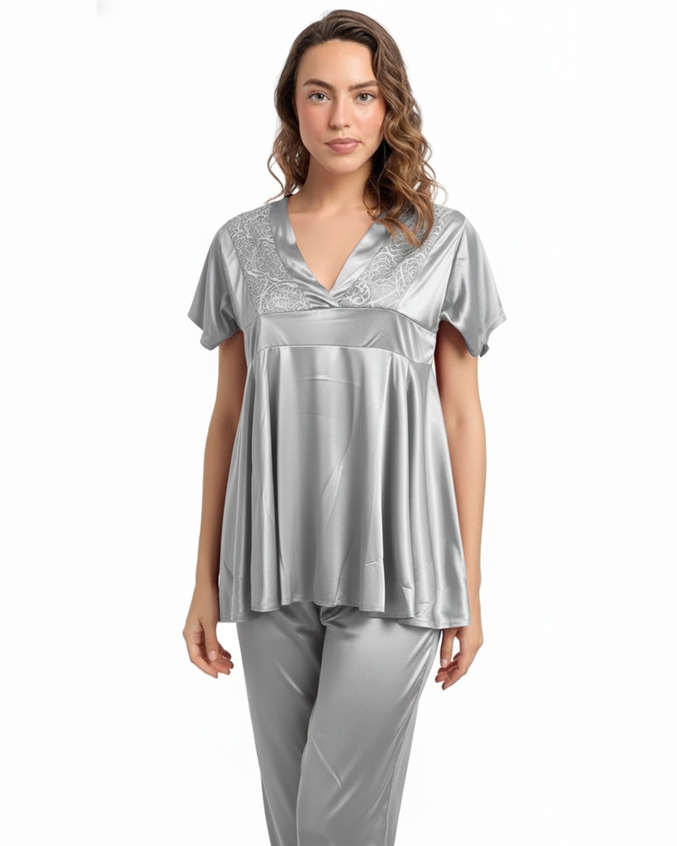Silk PJ Set - Silk Ease - Silver