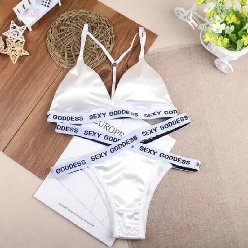 Sajiero Brief Bralette Bikini Set white color top quality b ra price in pakistan