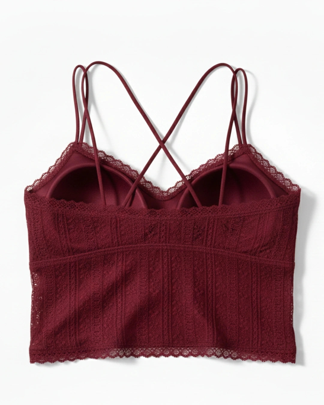 Padded Bralette - Mesh Stride - Maroon