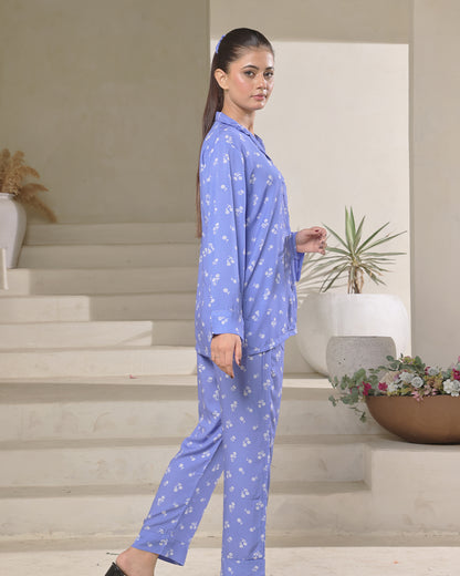 Sajiero Linen Pajama Suit with Scrunchie - Dreamy Drape