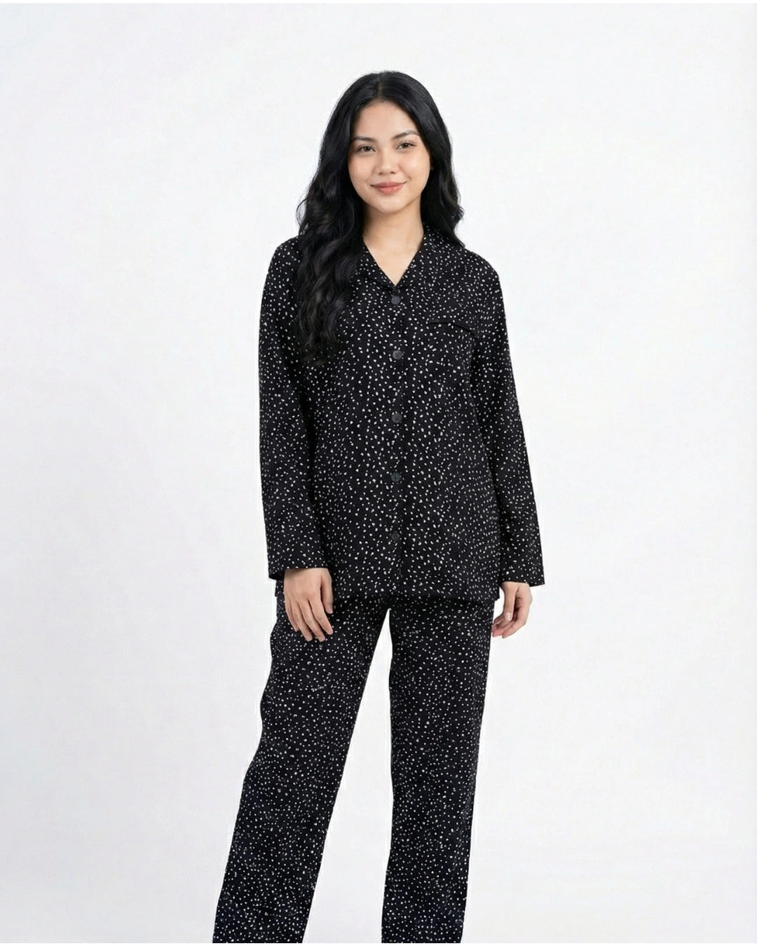 Linen Pajama Suit - Blushy Heart - White