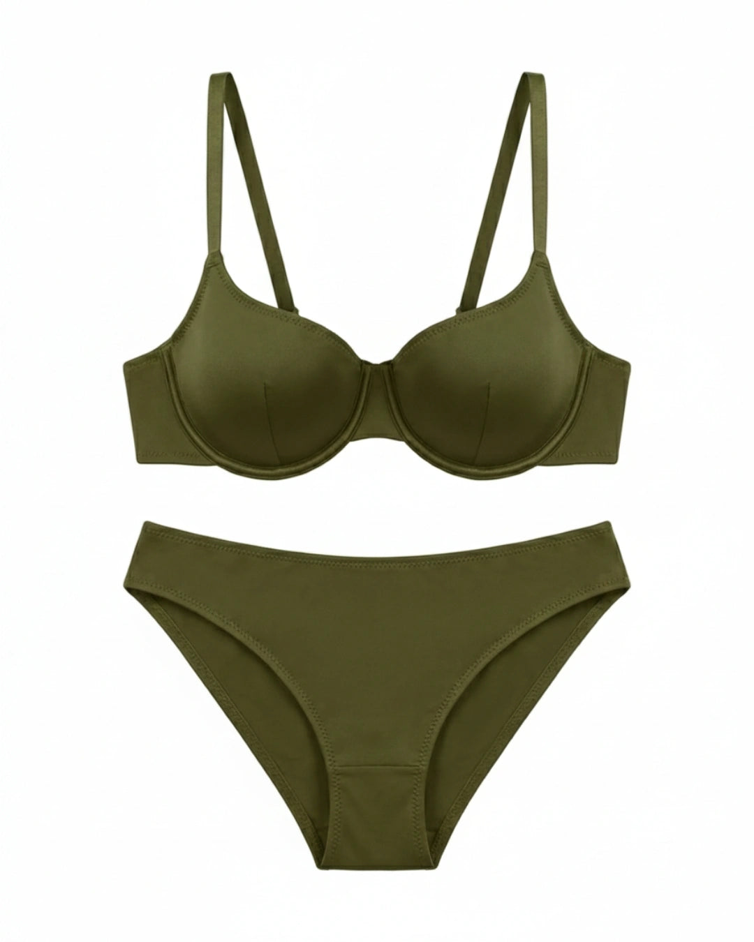 Non-Padded Bra Set -  Camille - Olive