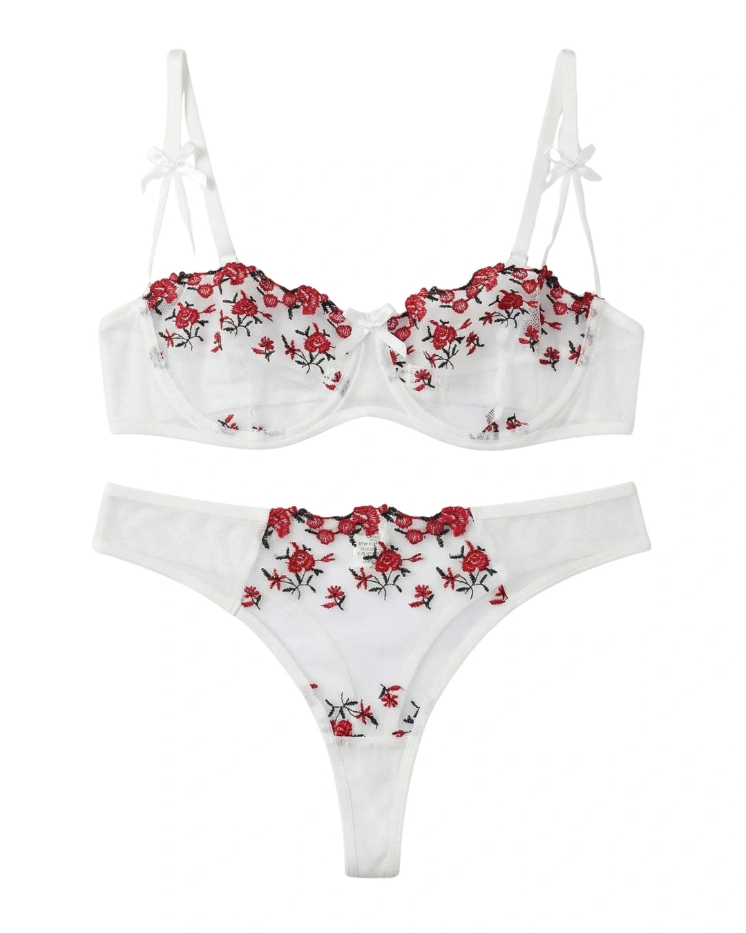 Non Padded Bra Set - Blush Veil - White