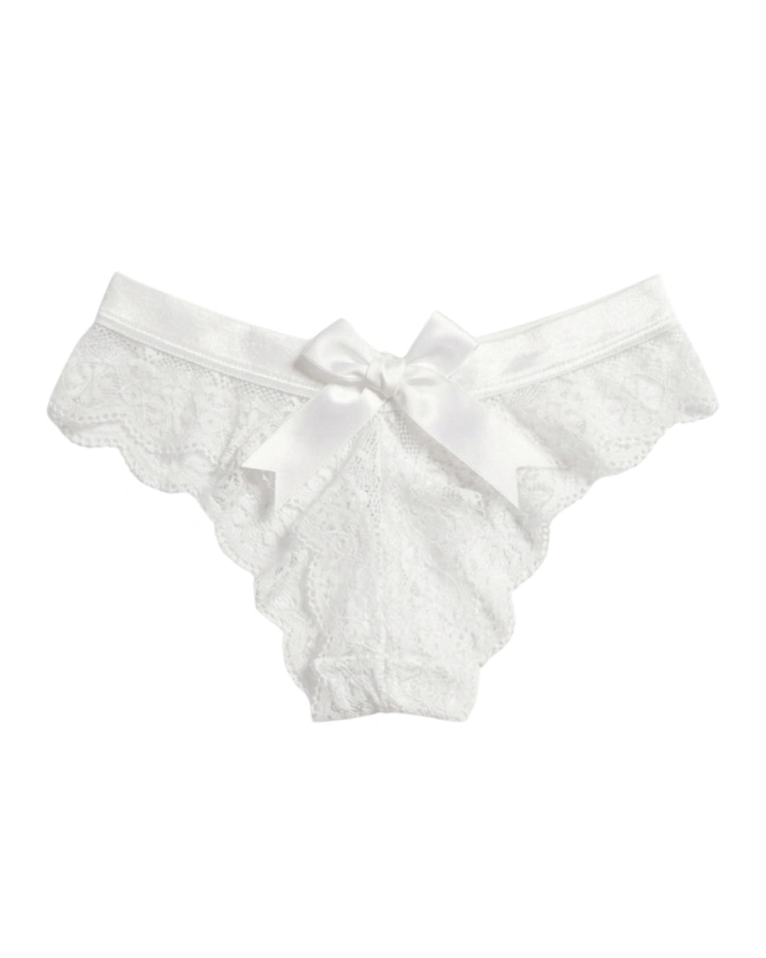 Thong Panty - Bow Lace - White