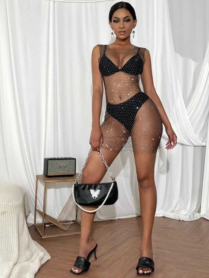 Rhinestone Sheer Top
