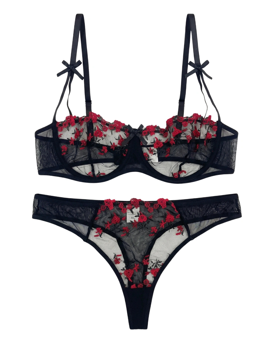 Non Padded Bra Set - Blush Veil - Black