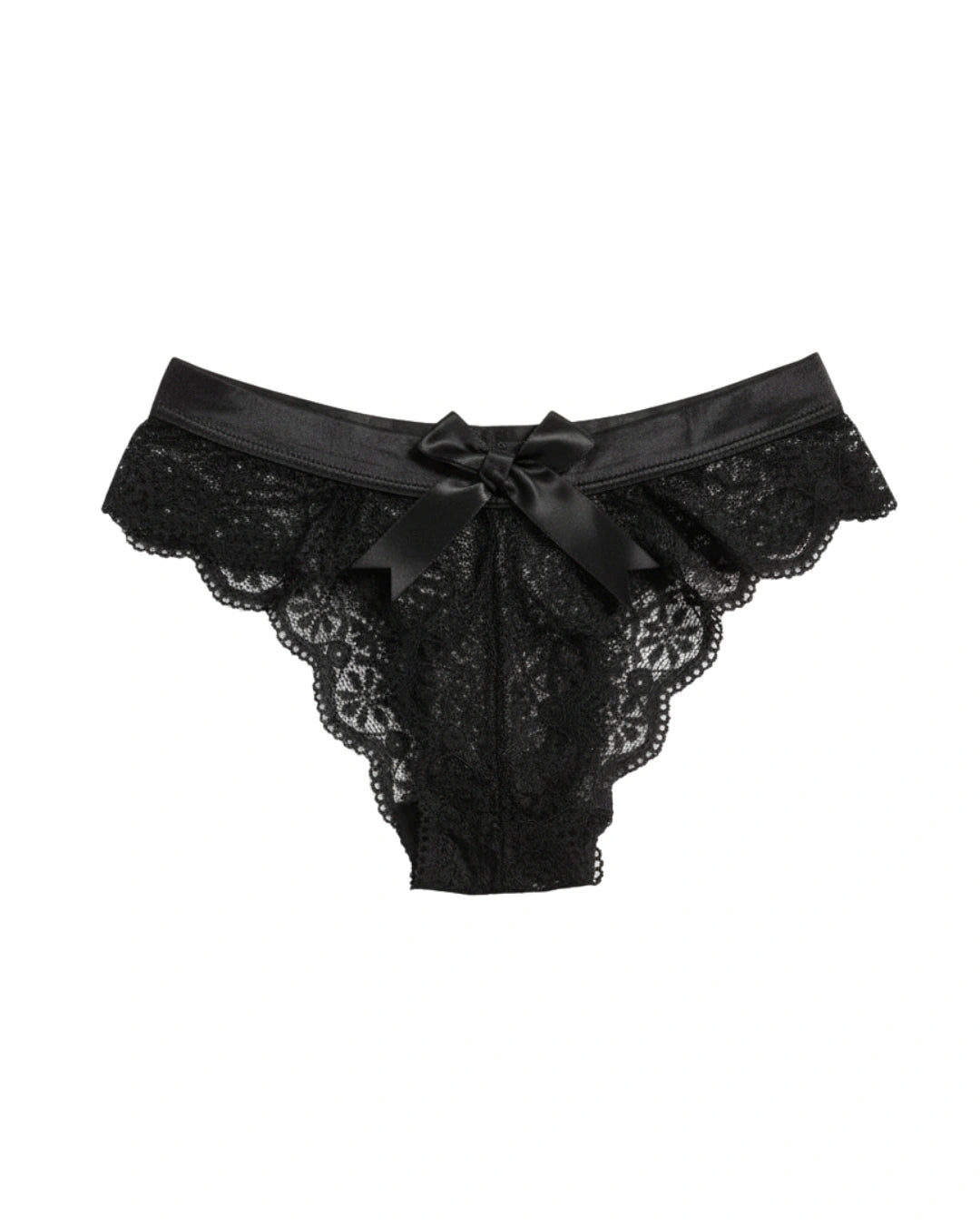 Thong Panty - Bow Lace - Black