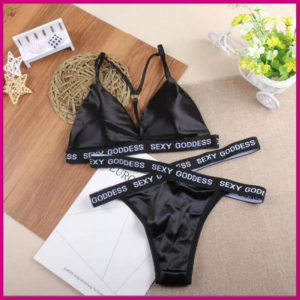 Sajiero Brief Bralette Bikini Set black color  top quality b ra price in pakistan