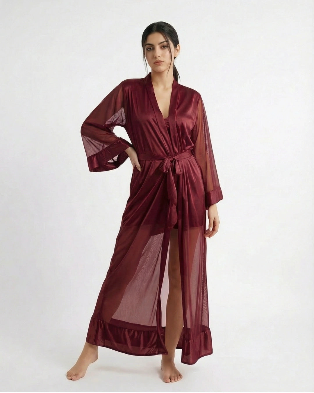 Gown Set - Rinny Silk - Maroon