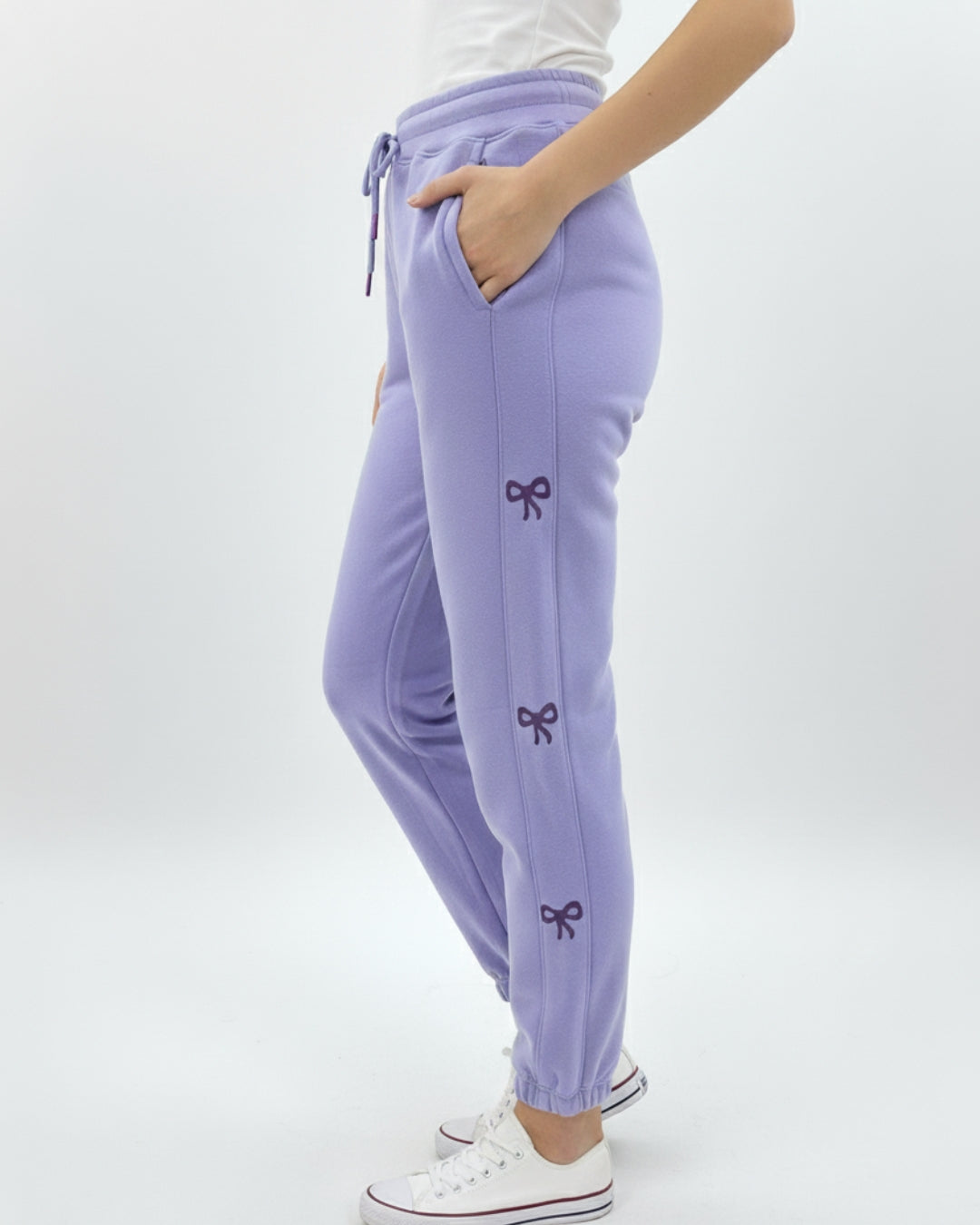 Fleece Trouser – Bow Print - Purple