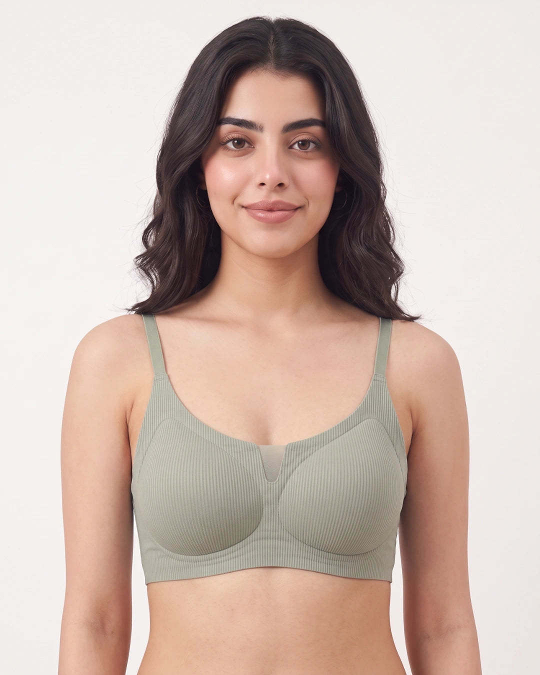 Padded Seamless Curve Bra - Olive Green
