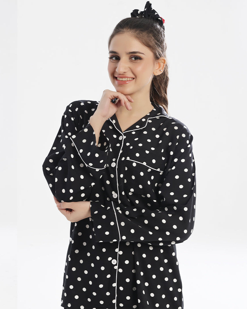 Linen Pajama Suit - Dot Dream