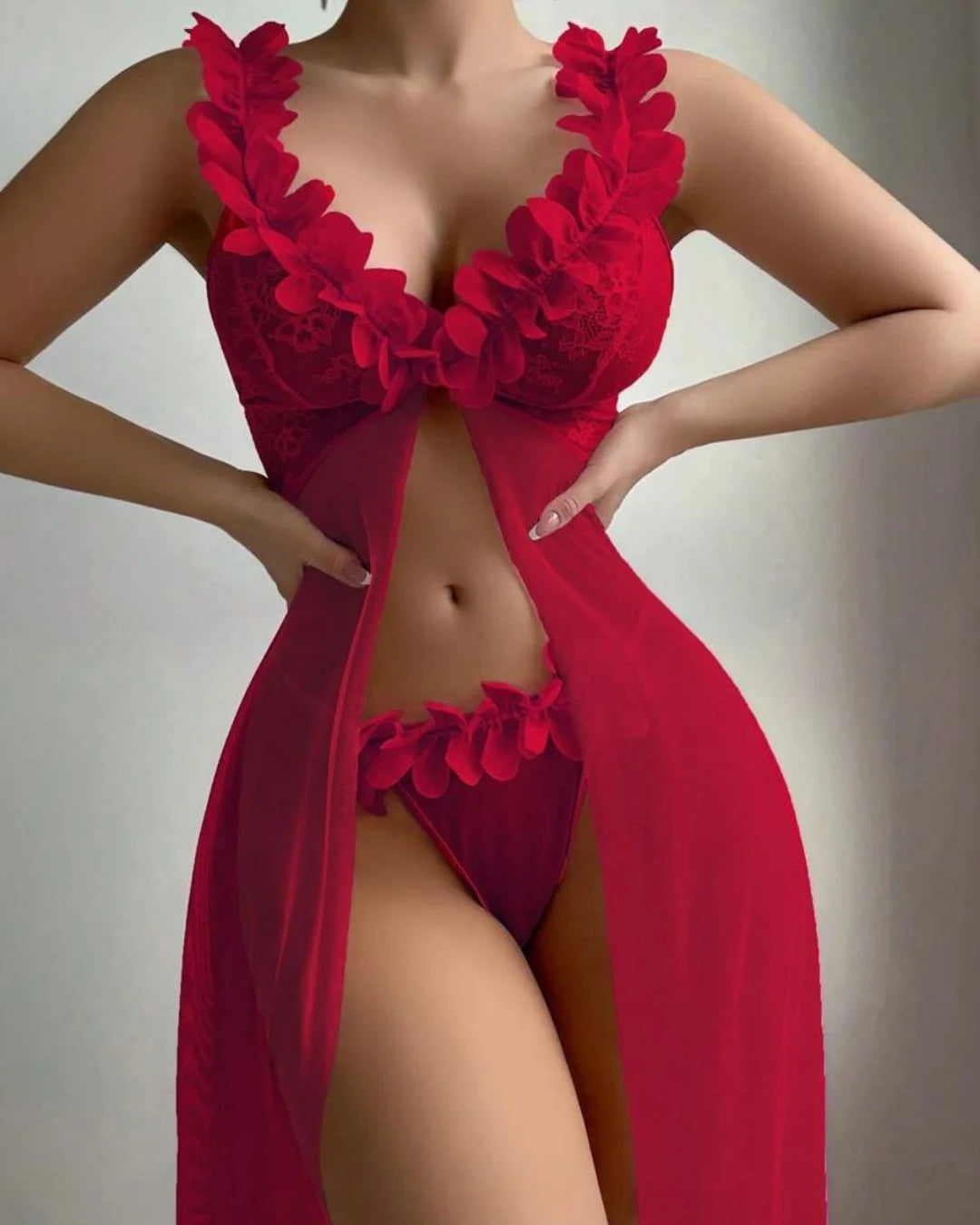 Babydoll Gown Set - Bloomsbury - Maroon