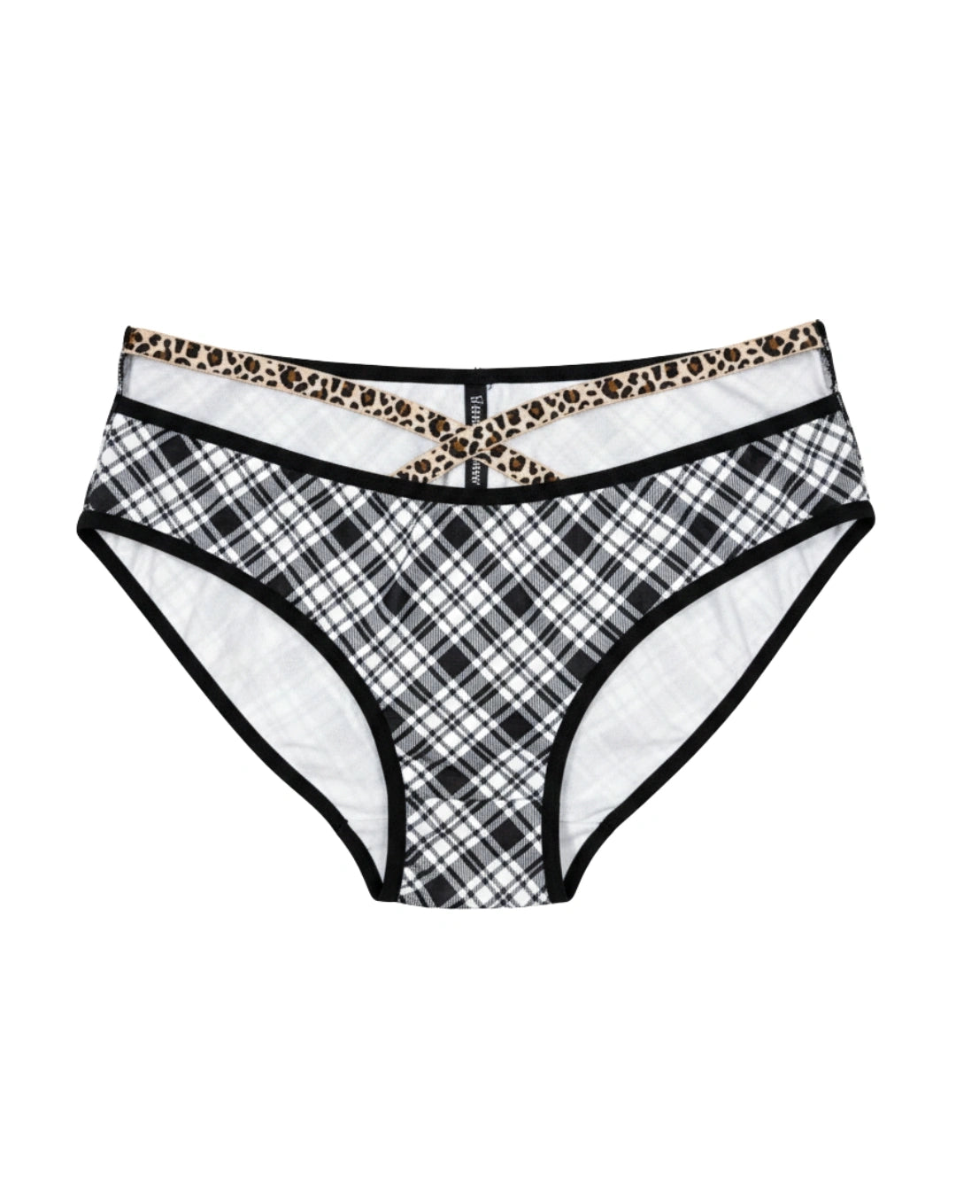 Padded Bra Set - Checked Strap - Grey