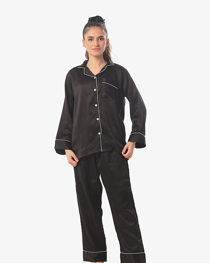 Sajiero Silk Pajama Suit with Scrunchie - Pearl