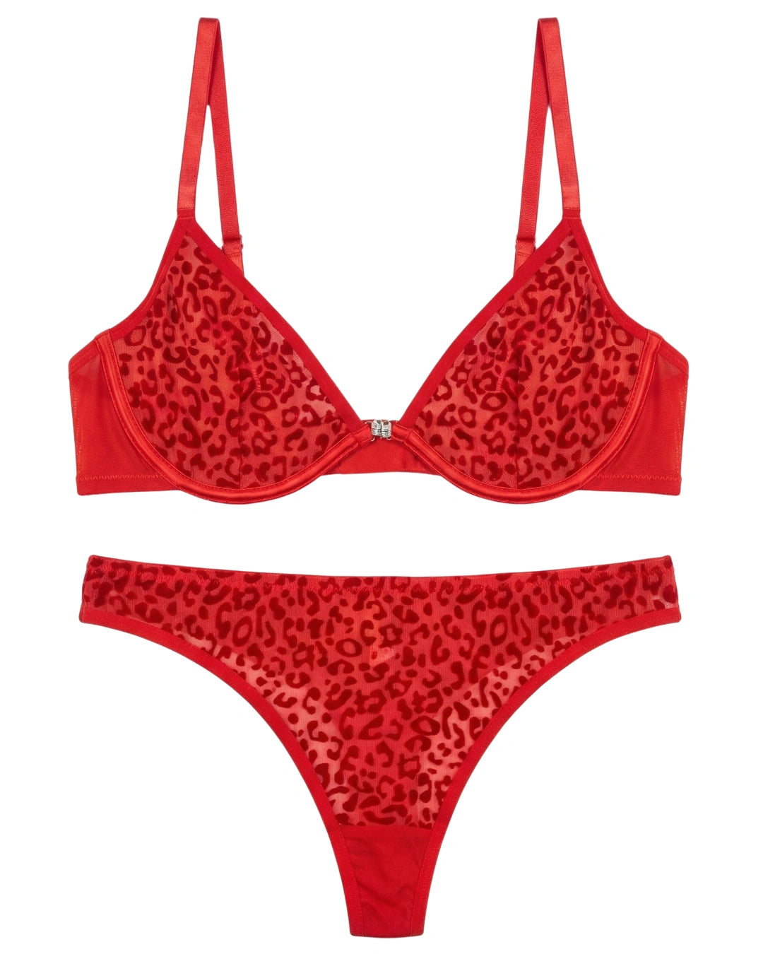 Non Padded Underwired Bra Set - Crimsona