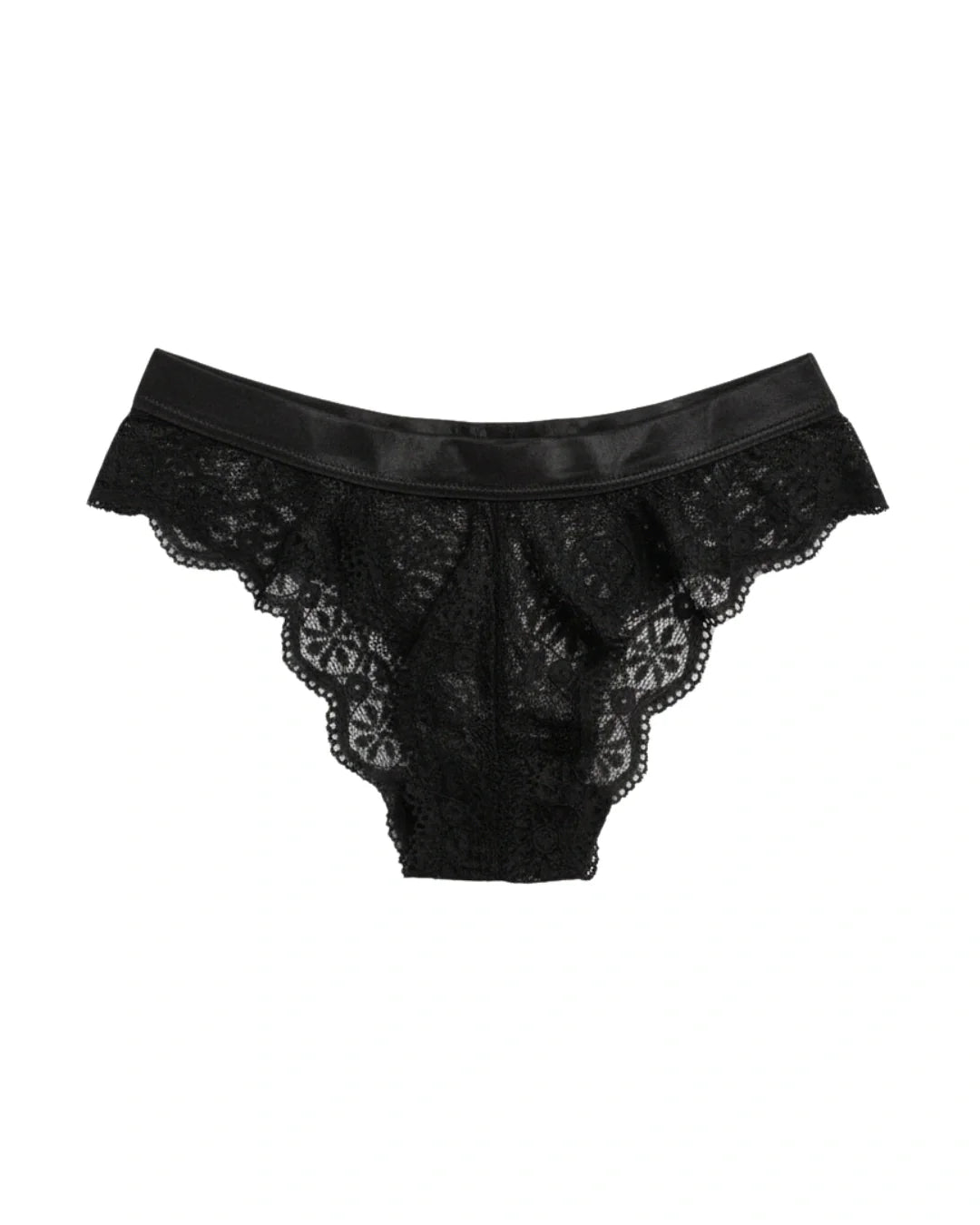 Thong Panty - Bow Lace - Black
