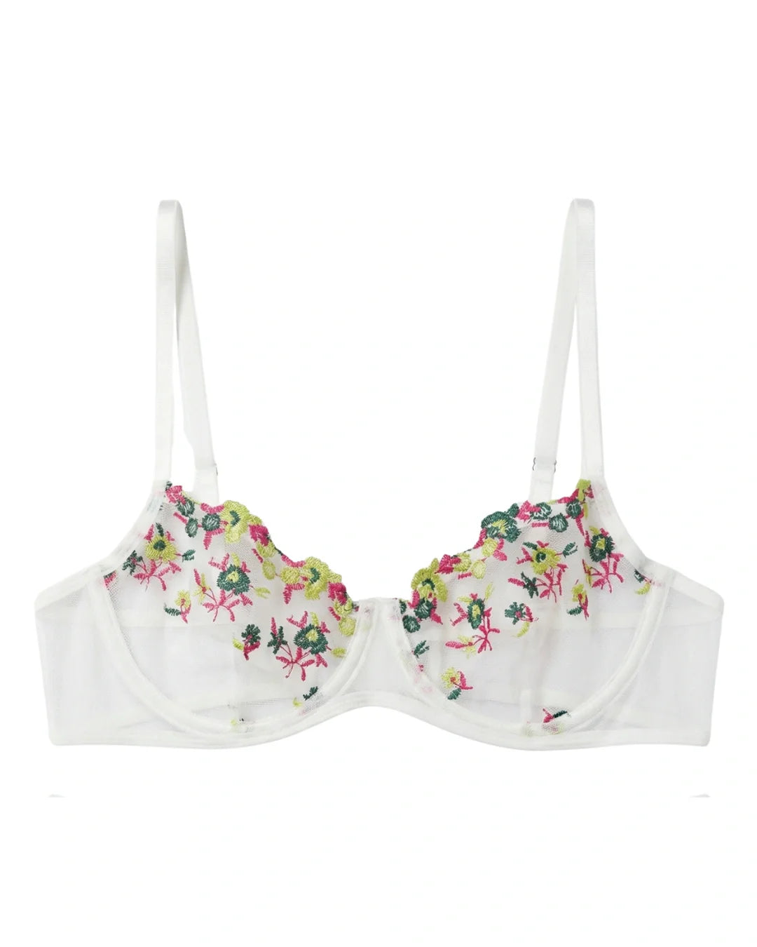 Non Padded Bra Set - Rosy Aura - White