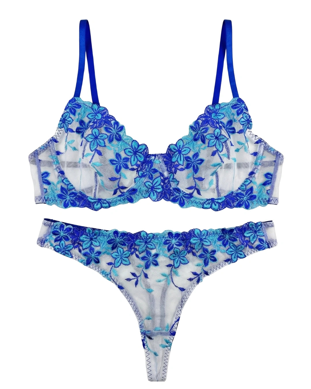 Non Padded Bra Set - Grace Petal - Blue