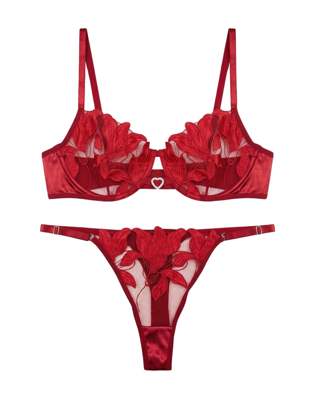 Non Padded Bra Set - Roselle Bloom - Maroon