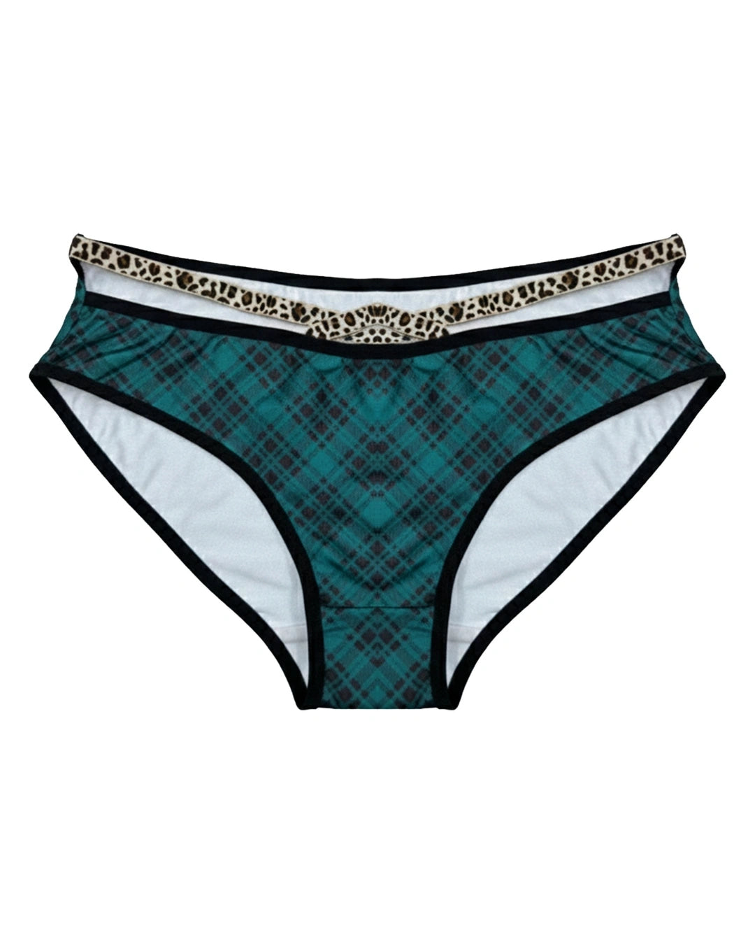 Padded Bra Set - Checked Strap - Green