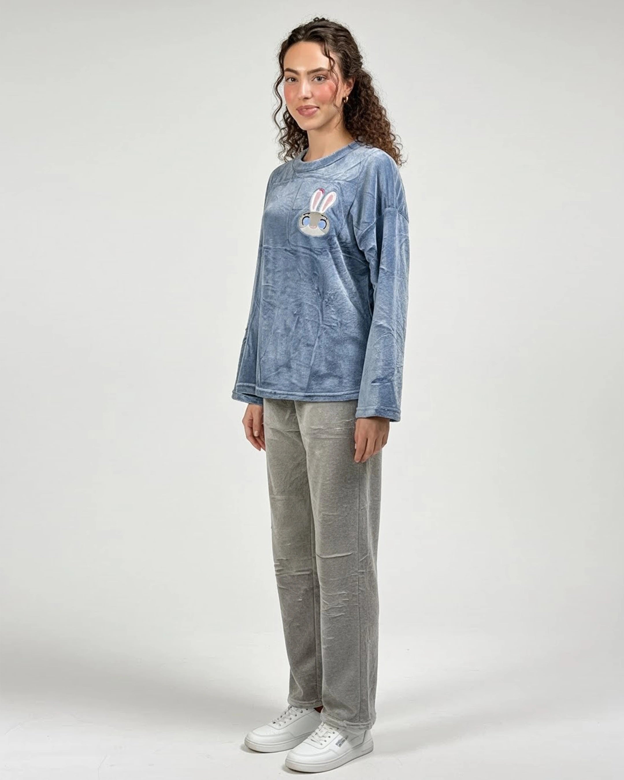 Fleece Pajama Suit - Bunny Blue