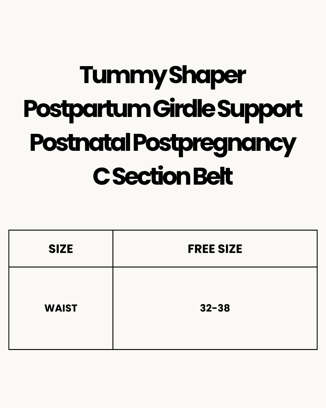 Size Chart for Tummy Shaper Postpartum Girdle Support Postnatal Postpregnancy C Section Belt