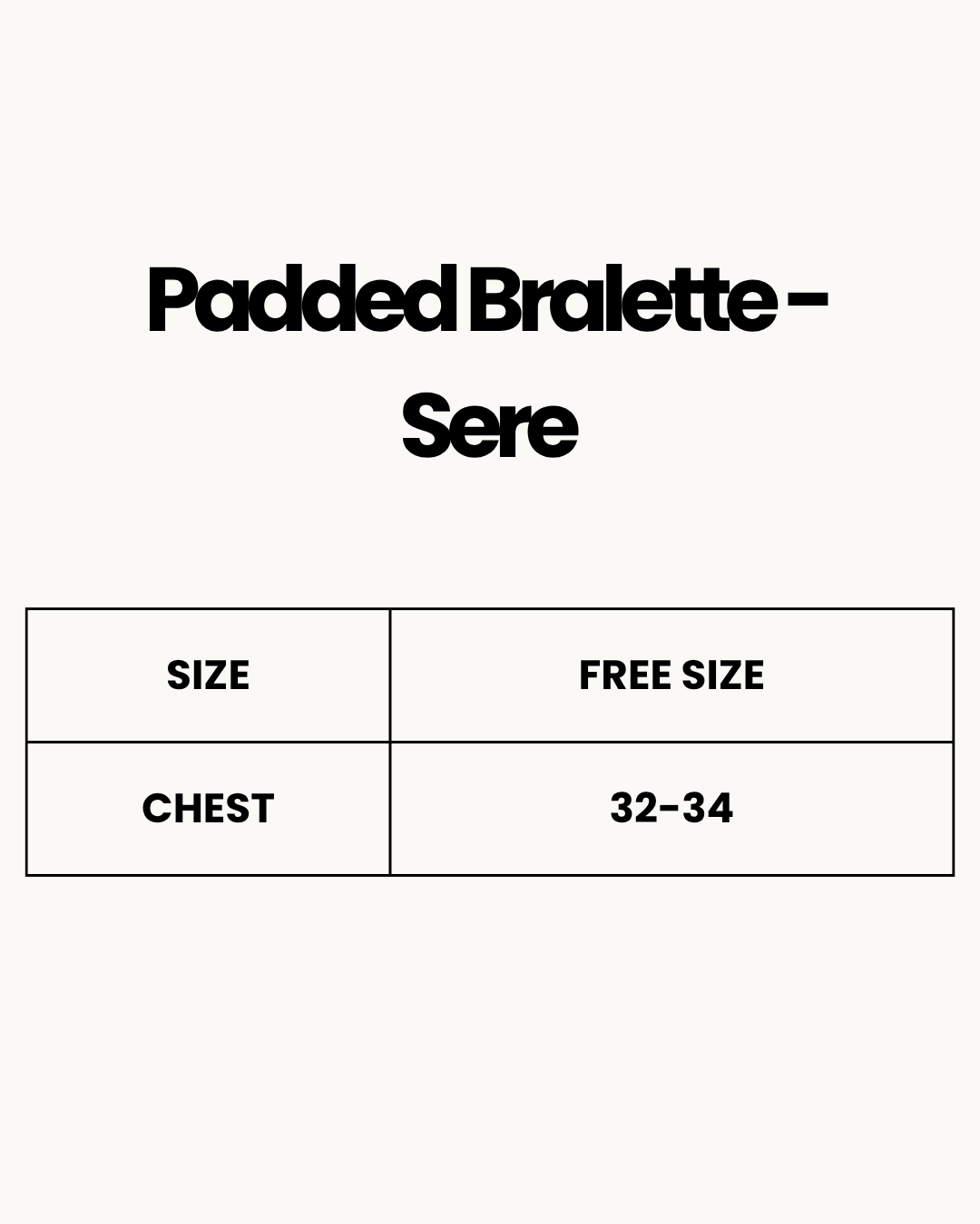 Size Chart for Padded Bralette - Sere - Skin
