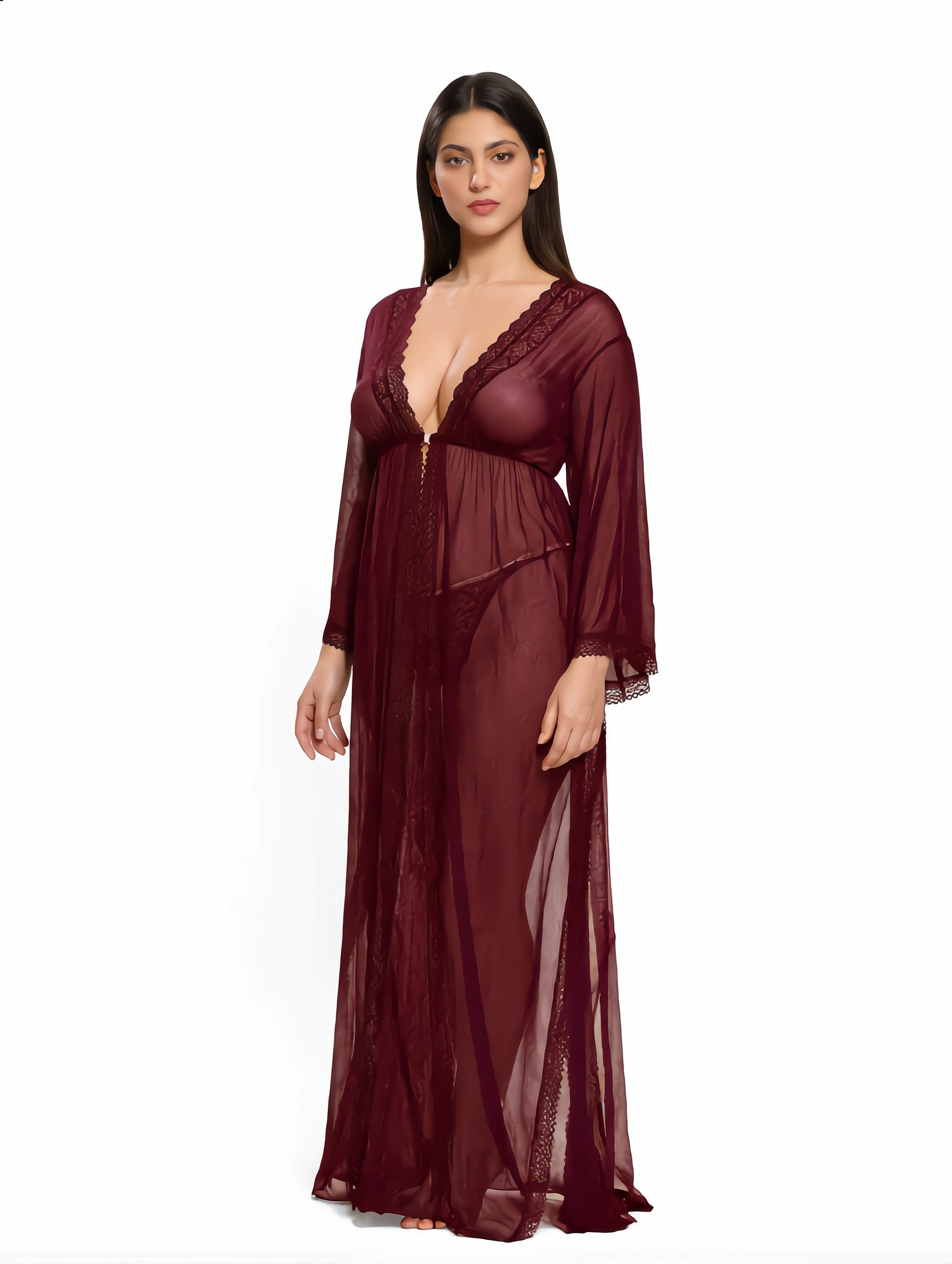Babydoll Lingerie - Zarela - Maroon