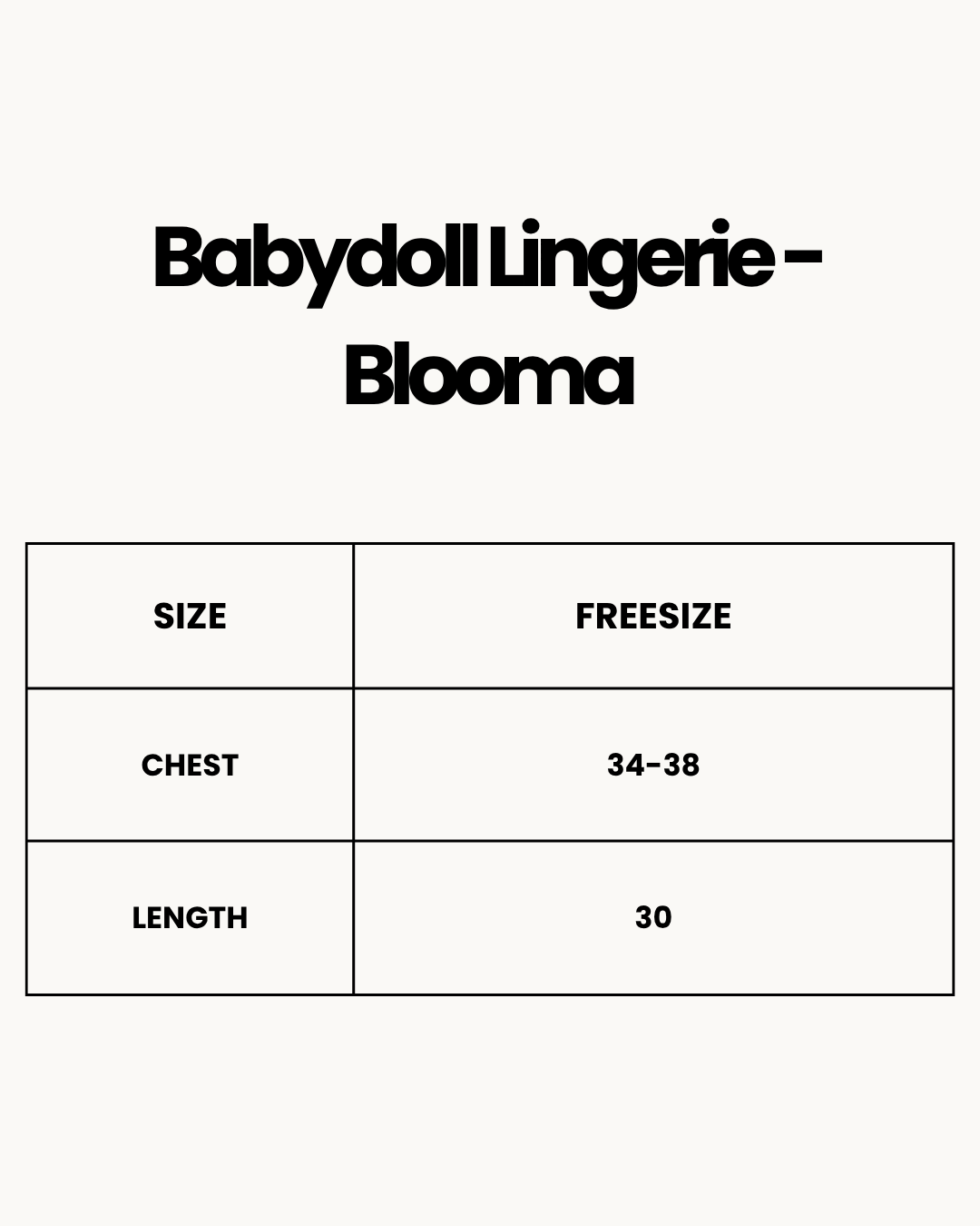 Size Chart for Babydoll Lingerie - Blooma