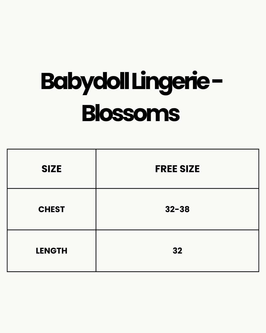 Size Chart for Babydoll Lingerie - Blossoms - Red