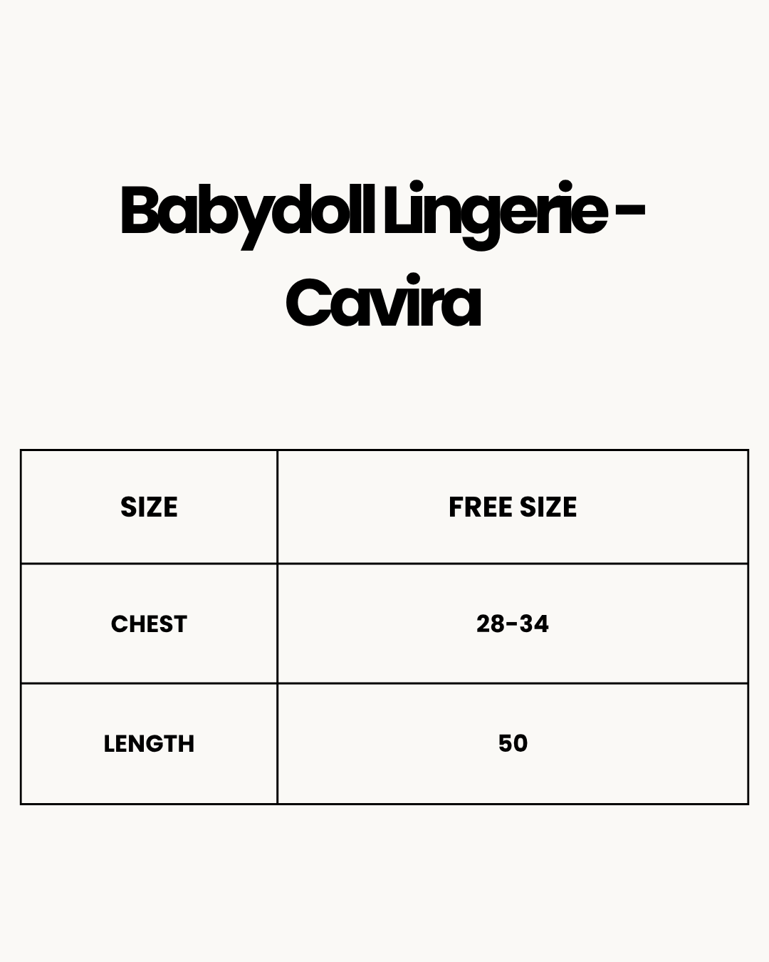 Size Chart for Babydoll Lingerie  - Cavira