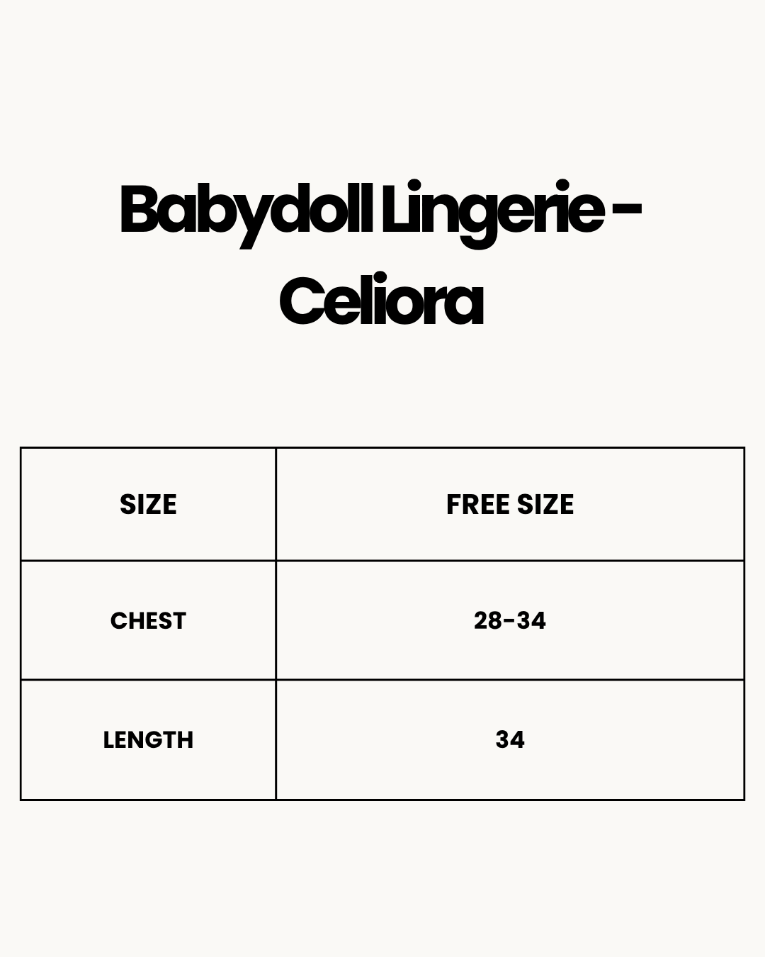 Size Chart for Babydoll Lingerie  - Celiora