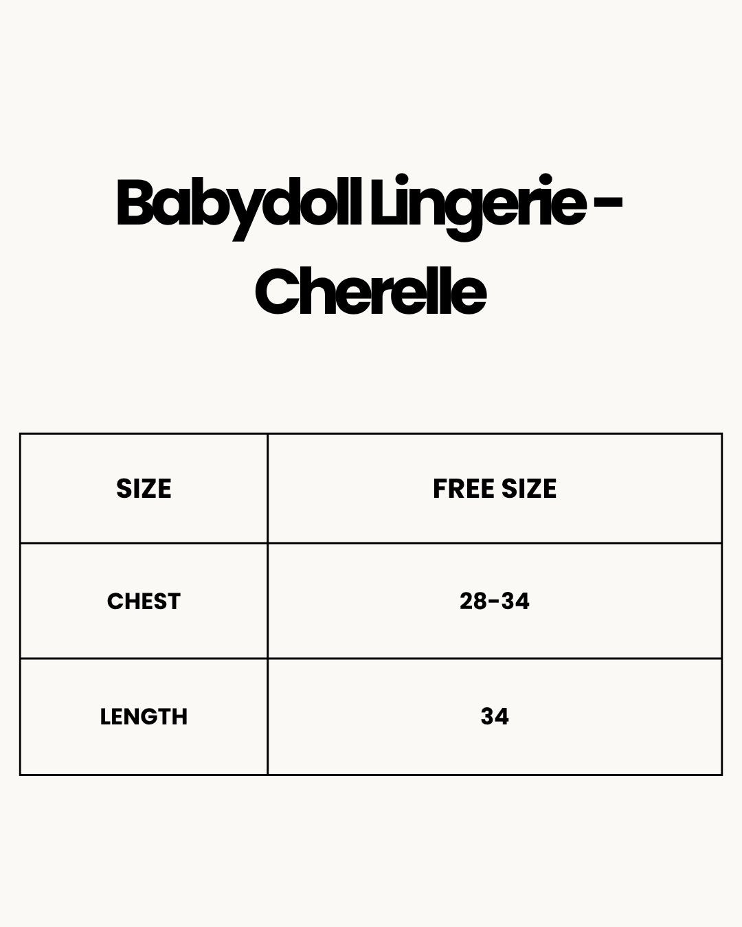 Size Chart for Babydoll Lingerie  - Cherelle