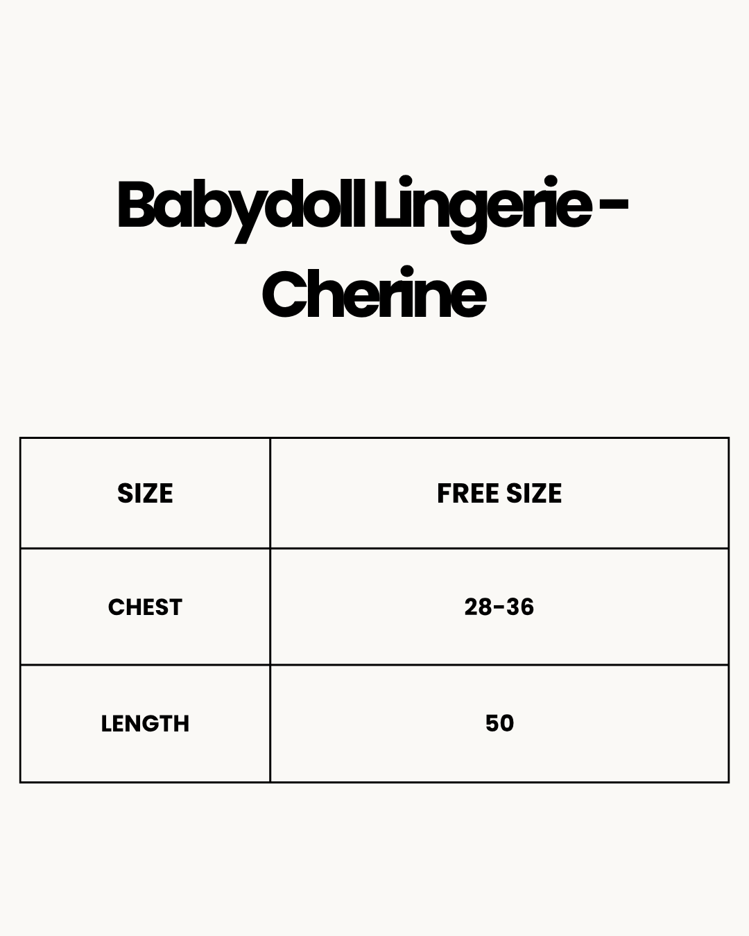 Size Chart for Babydoll Lingerie  - Cherine