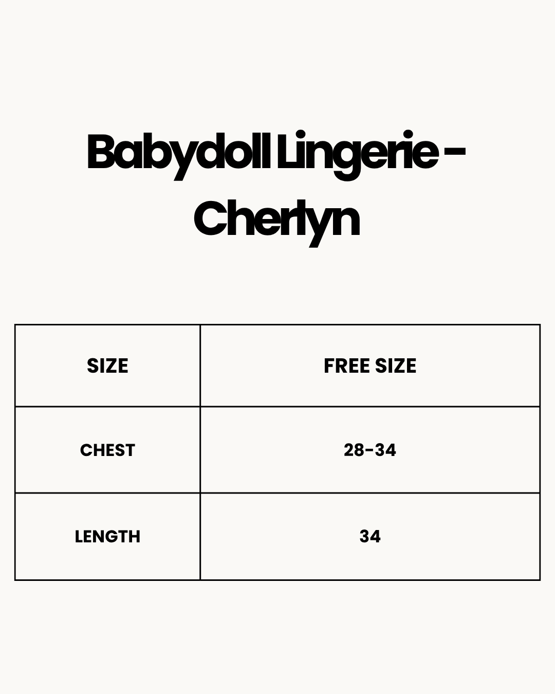 Size Chart for Babydoll Lingerie  - Cherlyn
