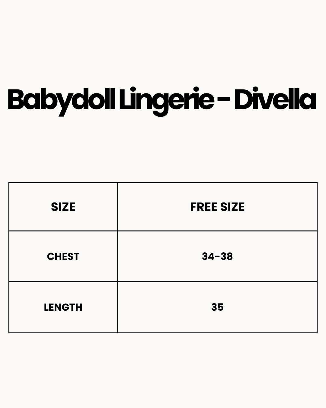 Size Chart for Babydoll Lingerie - Divella