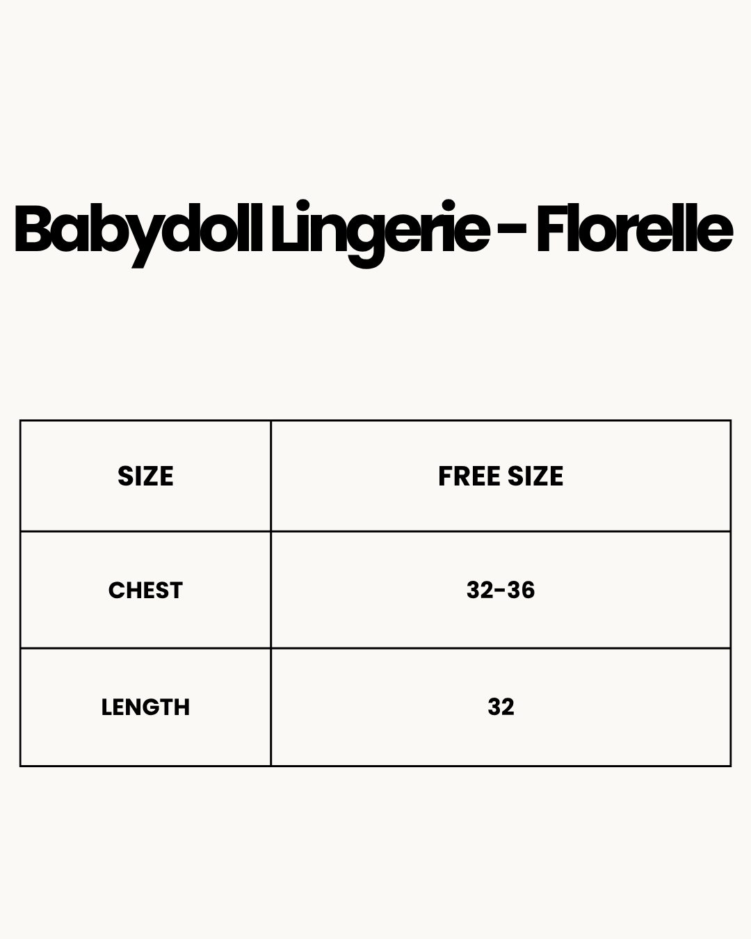 Size Chart for Babydoll Lingerie - Florelle -  Red