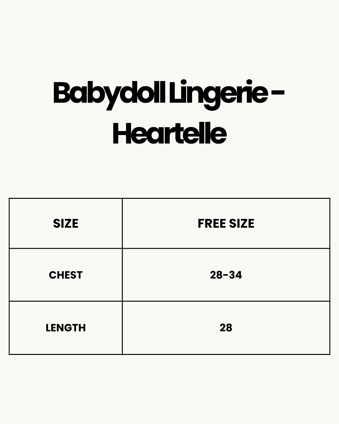 Size Chart for Babydoll Lingerie  - Heartelle - Maroon