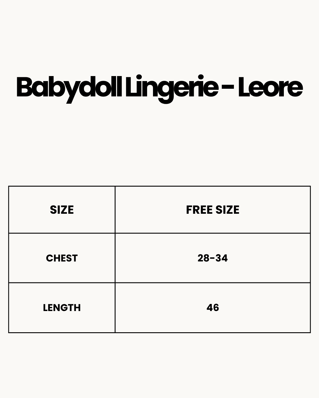 Size Chart for Babydoll Lingerie  - Leore